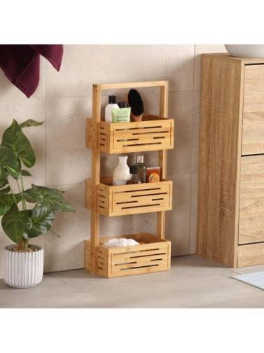 MEUBLE DE SALLE DE BAIN EN BAMBOU AVEC 3 ÉTAGÈRES MODÈLE NOOK