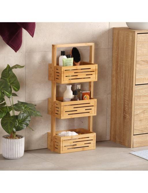 MUEBLE DE BAÑO DE BAMBÚ CON 3 ESTANTES MODELO NOOK