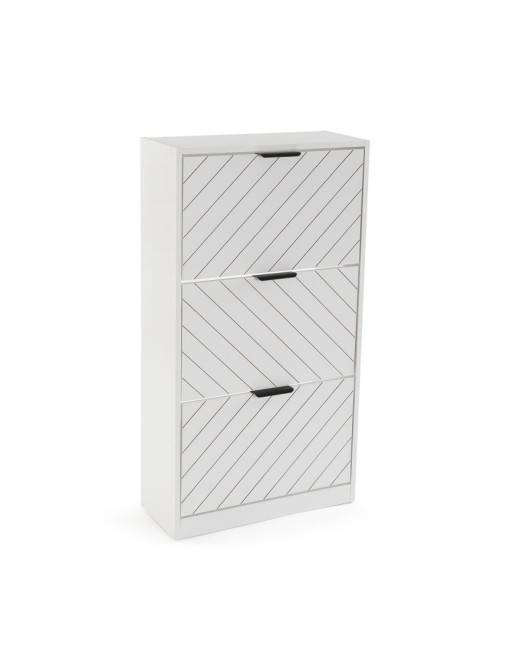 WHITE SHOE RACK WITH 3 DRAWERS DUA MODEL