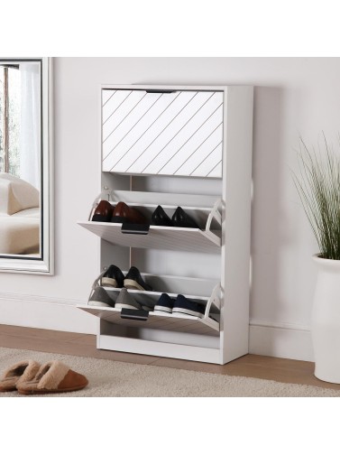 WHITE SHOE RACK WITH 3 DRAWERS DUA MODEL