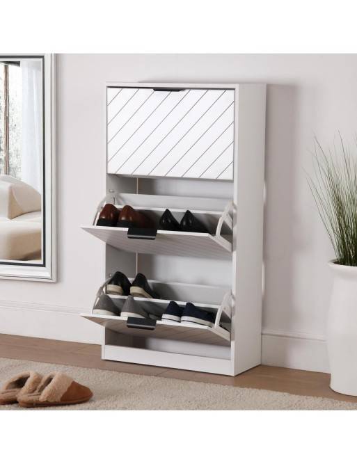 PORTE-CHAUSSURES BLANC AVEC 3 TIROIRS MODÈLE DUA PORTE-CHAUSSURES BLANC AVEC 3 TIROIRS MODÈLE DUA