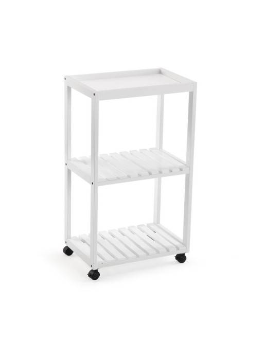 HOLZWAGEN MIT DREI-REGAL-RÄDERN NOK WEISS