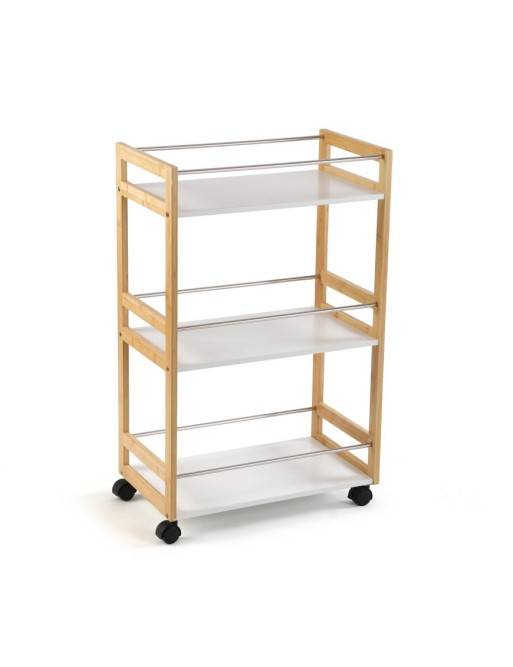 BAMBOO CART WITH3 SHELVES MODEL MISE WHITE