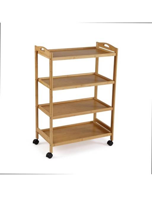 CHARIOT DE BAMBOU AVEC 4 ÉTAGÈRES MODÈLE VETA CHARIOT DE BAMBOU AVEC 4 ÉTAGÈRES MODÈLE VETA