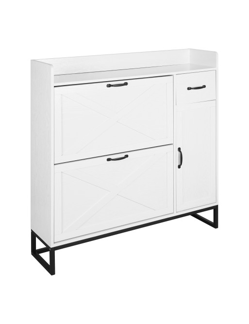 WOODEN SHOE RACK WITH 4 DRAWERS MODEL NODU WHITE