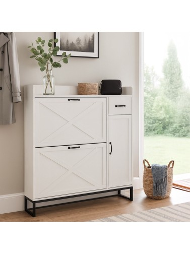 WOODEN SHOE RACK WITH 4 DRAWERS MODEL NODU WHITE