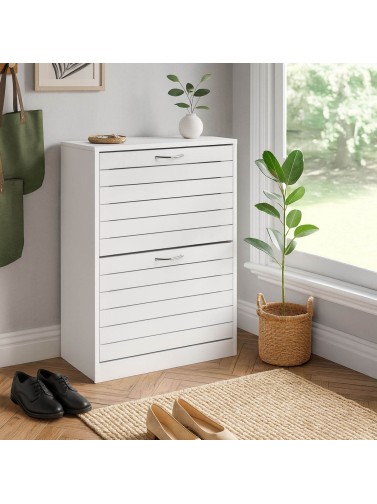 ZAPATERO DE MADERA CON 2 CAJONES MODELO LIDO BLANCO