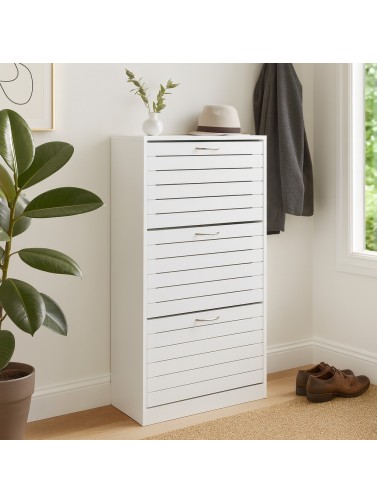 PORTE-CHAUSSURES EN BOIS AVEC 3 TIROIRS MODÈLE LIDO BLANC