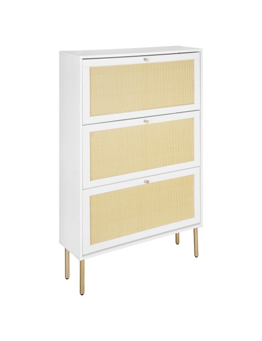 WOODEN AND RATTAN SHOE RACK WITH 3 DRAWERS MODEL TILDA