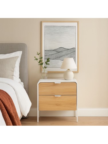 BEDSIDE TABLE WITH 2 DRAWERS MODEL ZYANA WHITE