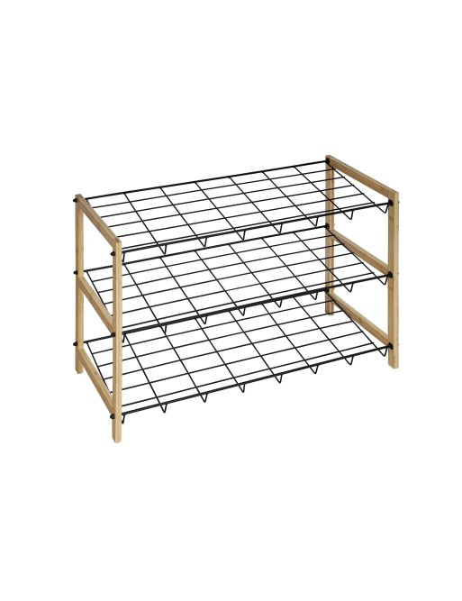 BAMBOO AND METAL SHOE RACK WITH 3 SHELVES LUMO MODEL