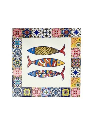 YELLOW MOSAIC FISH TABLE MAT