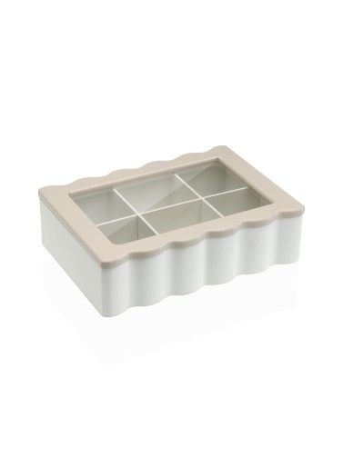 WHITE WOODEN TEA BOX WITH 6 COMPARTMENTS MODEL ALMA