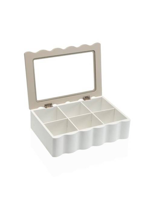 WEISSE HOLZTEEBOX MIT 6 FÄCHERN MODELL ALMA WEISSE HOLZTEEBOX MIT 6 FÄCHERN MODELL ALMA