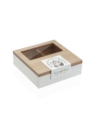WEISSE TEEBOX MIT 4 FÄCHERN MODELL TEA TIME WHITE