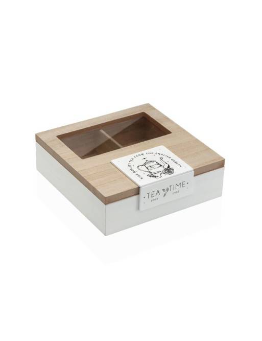 WEISSE TEEBOX MIT 4 FÄCHERN MODELL TEA TIME WHITE WEISSE TEEBOX MIT 4 FÄCHERN MODELL TEA TIME WHITE