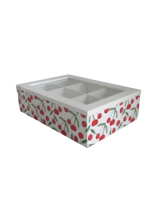 CHERRIES TEA BOX 6 COMPARTMENTS
