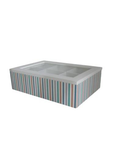 CAJA DE TE RAYAS 6 COMPARTIMENTOS