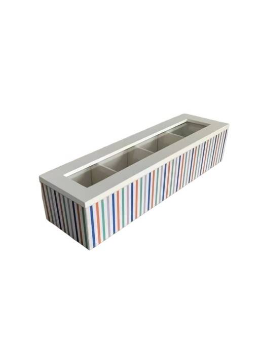 CAJA DE TE RAYAS 4 COMPARTIMENTOS