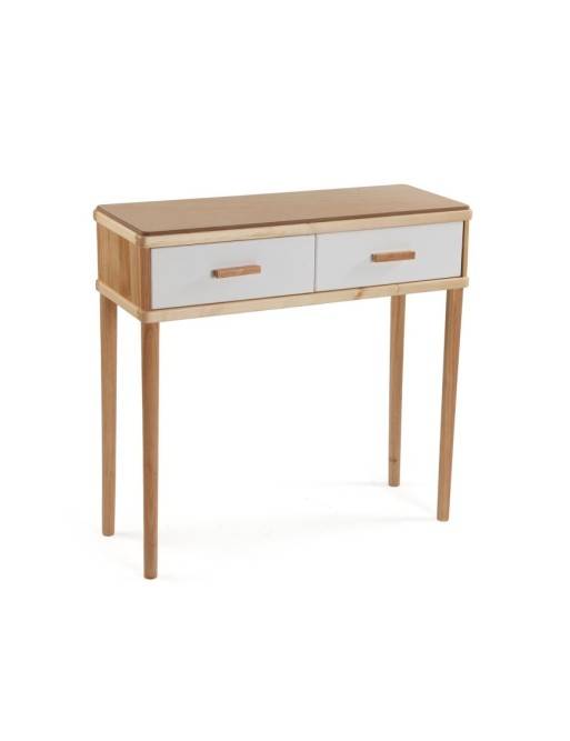 CONSOLA DE MADERA CON 2 CAJONES MODELO OLAR 80,5x30x78 CM