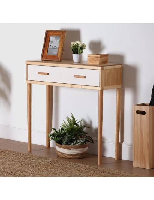 CONSOLE EN BOIS AVEC 2 TIROIRS MODÈLE OLAR 80,5x30x78 CM