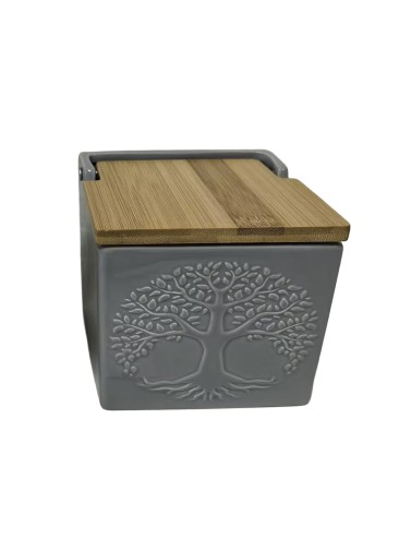 SALERO CON TAPA DE BAMBÚ MODELO COSMOS GRIS