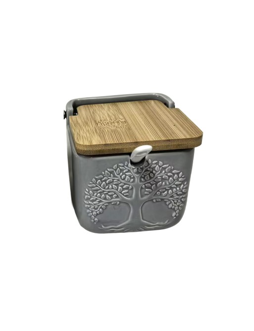 AZUCARERO CON TAPA DE BAMBÚ MODELO COSMOS GRIS AZUCARERO CON TAPA DE BAMBÚ MODELO COSMOS GRIS