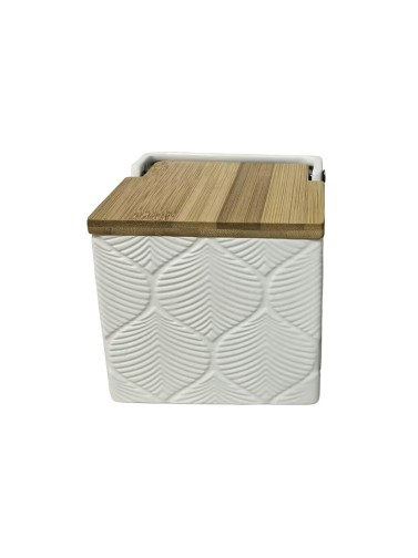 SALIÈRE AVEC COUVERCLE EN BAMBOU MODÈLE SAVIAS WHITE