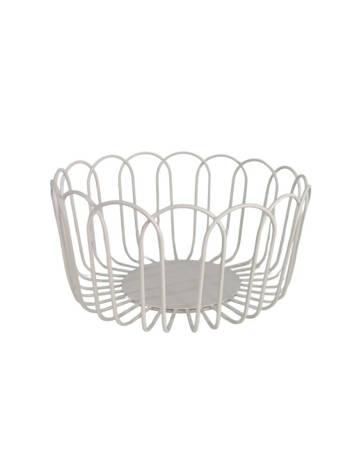 MODÈLE DE BOL DE FRUITS MÉTALLIQUE SISAL BLANC 20 CM