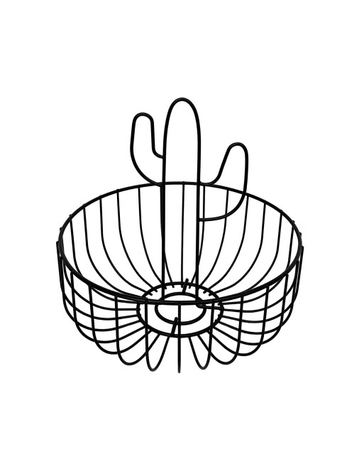 BOL À FRUITS EN MÉTAL DE CACTUS NOIR