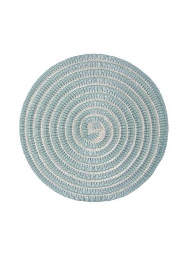 MANTEL INDIVIDUAL REDONDO MODELO CICLO AZUL Y BLANCO