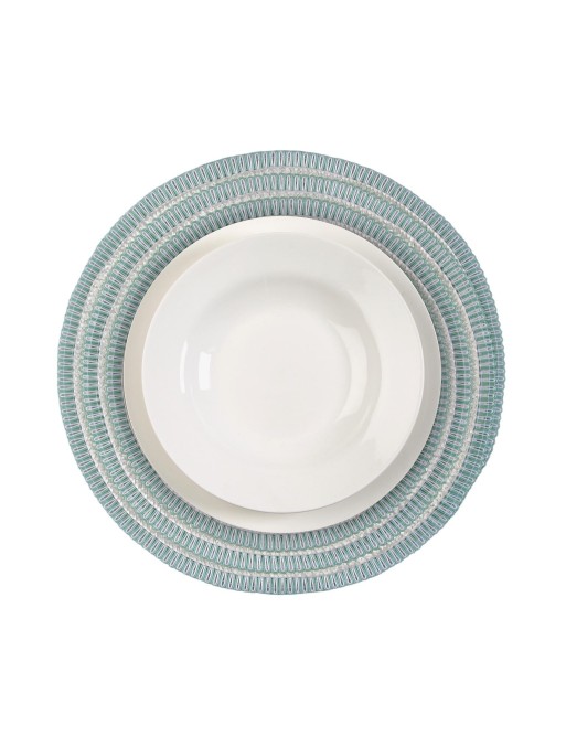 RUNDE EINZELTISCHDECKE MODELL CICLO BLAU UND WEISS