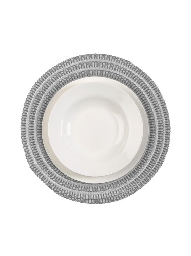 ROUND INDIVIDUAL TABLECLOTH MODEL CICLO GRAY AND WHITE