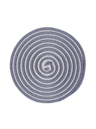 DESSOUS DE PLAT ROND BLEU FONCÉ ET BLANC