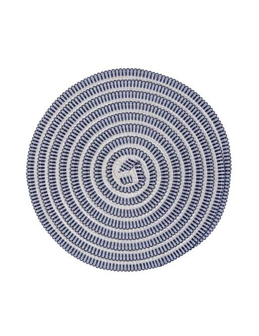 CYCLE ROND DE NAPPES INDIVIDUELLES BLEU FONCÉ ET BLANC