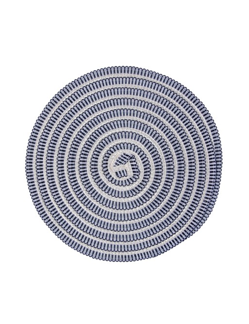 RUNDES EINZELTISCHTUCHMODELL ZYKLUS DUNKELBLAU UND WEISS