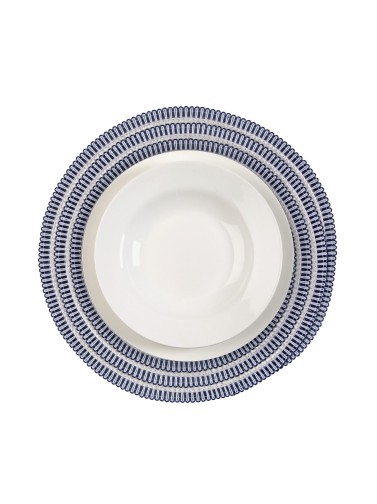 ROUND INDIVIDUAL TABLECLOTH MODEL CYCLE DARK BLUE AND WHITE