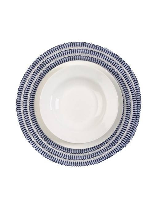 MANTEL INDIVIDUAL REDONDO MODELO CICLO AZUL OSCURO Y BLANCO