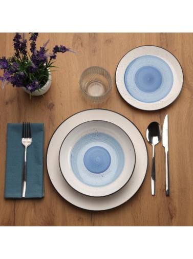 ENSEMBLE DE VAISSELLE MODÈLE ARLO BLUE DE 18 PIÈCES