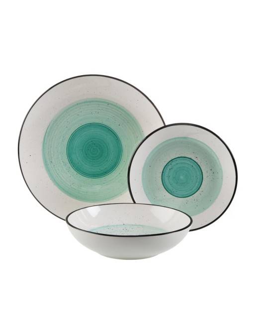 VAJILLA DE 18 PIEZAS MODELO ARLO VERDE