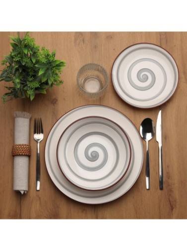 VAJILLA DE 18 PIEZAS MODELO ELIA GRIS