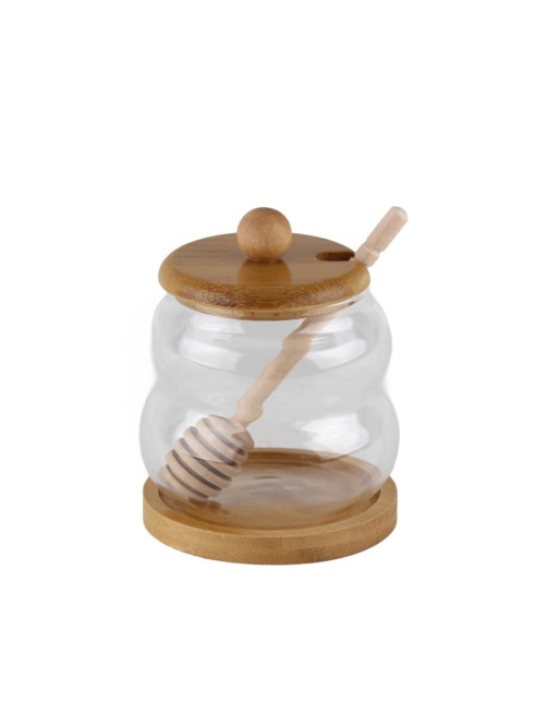 GLASHONIGTOPF MIT BAMBUSDECKEL 300 ML GLASHONIGTOPF MIT BAMBUSDECKEL 300 ML