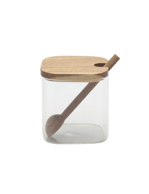 GLASGEFÄẞ MIT DECKEL UND AKAZIELÖFFEL 370 ML