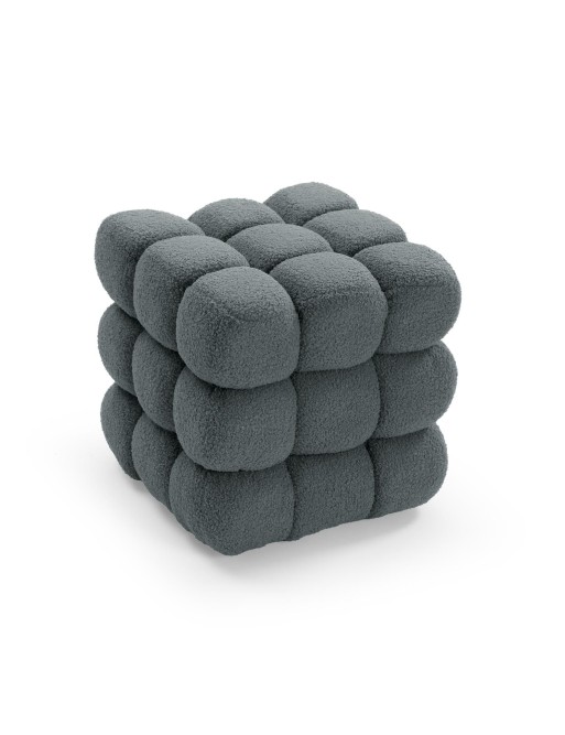 SAMTGRAUER QUADRATISCHER POUF