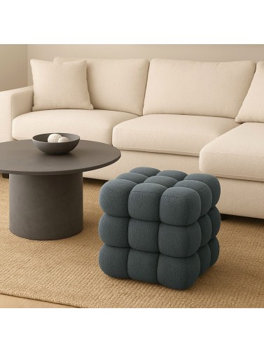 VELVY GRAY SQUARE POUF
