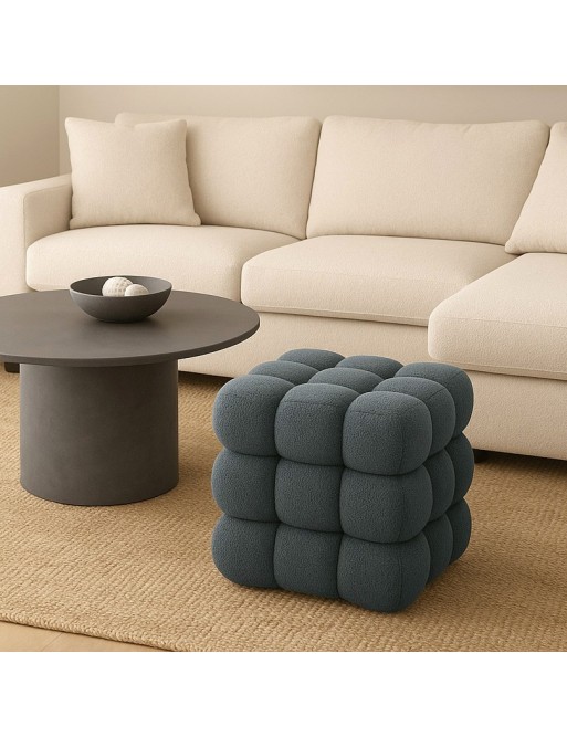 PUF CUADRADO MODELO VELVY GRIS