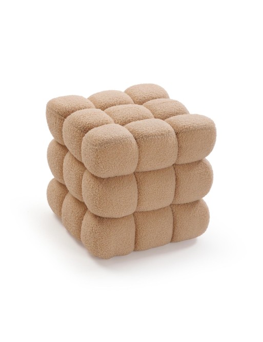 SAMTIG-BEIGE QUADRATISCHES POUF-MODELL