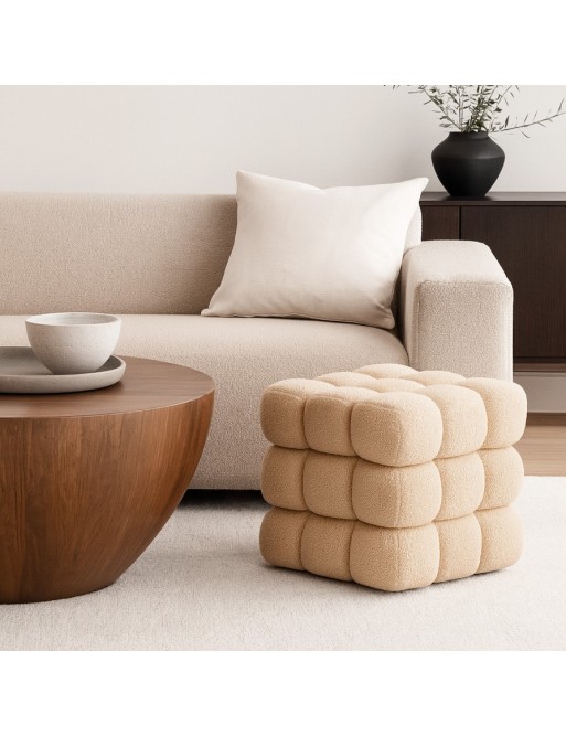 VELVY BEIGE SQUARE POUF MODEL VELVY BEIGE SQUARE POUF MODEL