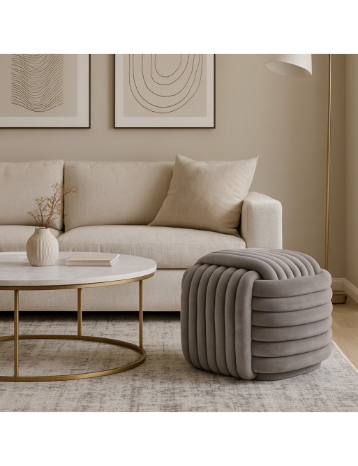 SQUARE POUF MODEL NEST HELLGRAU