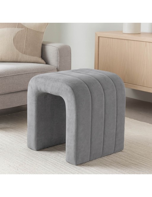 TABOURET TAPISSÉ GRIS FONCÉ